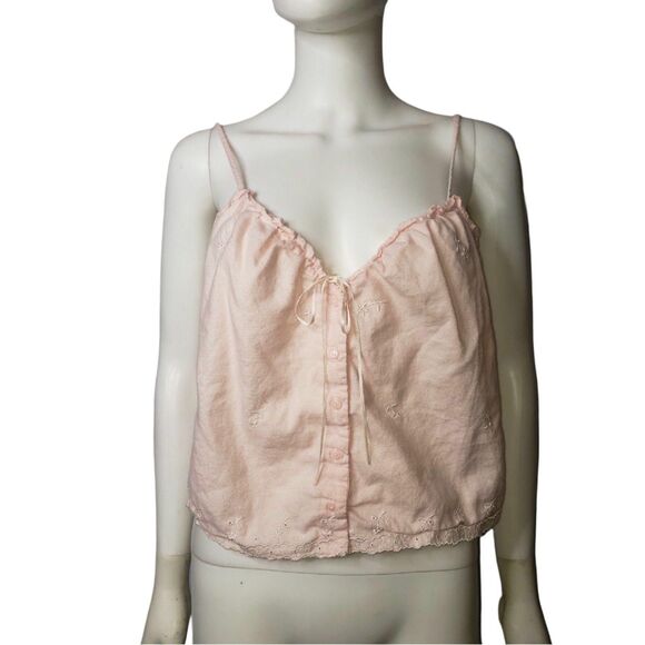 Victoria's Secret Camisole Womens Medium Embroidered Button Front Lingerie Top - Picture 1 of 7